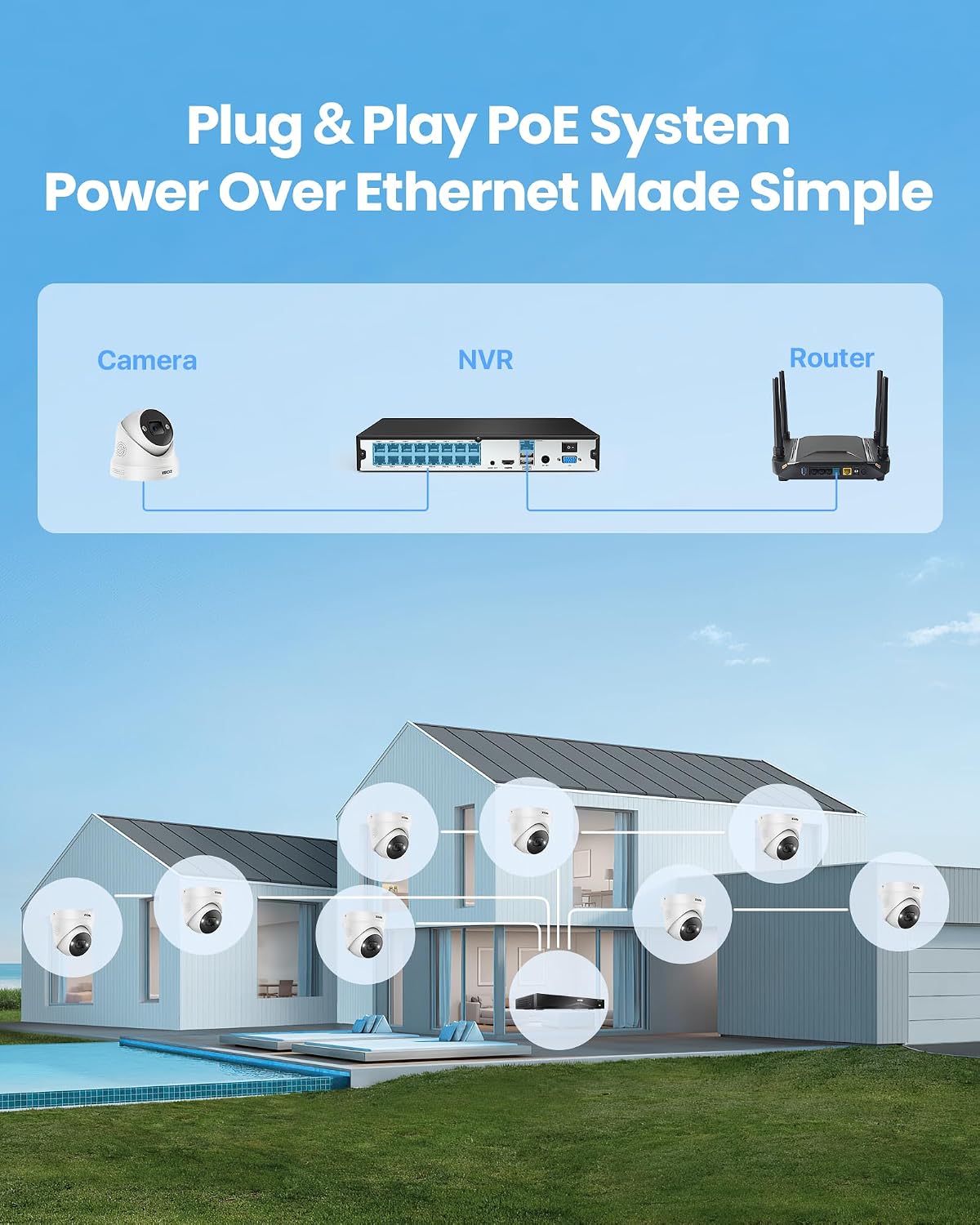 ZOSI 4K PoE Security Camera System with Face/Person/Vehicle Detection, 16 x 4K Outdoor IP Dome Cameras, 2 Way Audio, Color Night Vision, 16 Port 32CH 8MP Dual-Bay NVR with 4TB HDD for 24/7 Recording