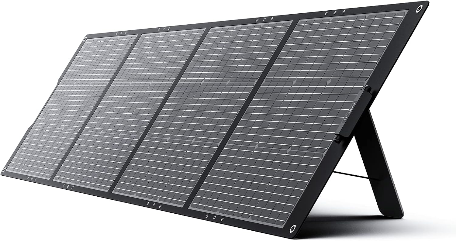 GROWATT 200W Portable Solar Panel for Power Station, 24V Foldable Solar Charger with Adjustable Kickstands, Universal Connector, Water & Dustproof for Outdoor Camping RV Off Grid System