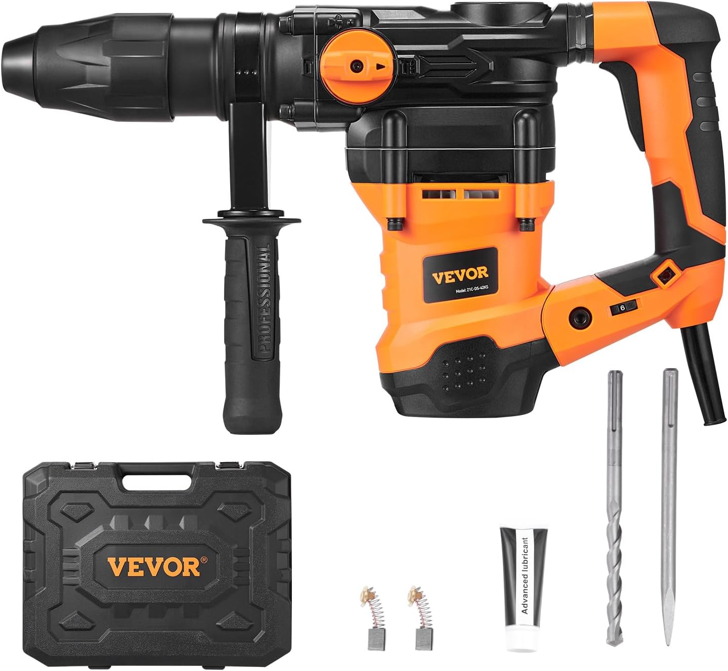VEVOR 1-9/16 Inch SDS-Max Rotary Hammer Drill, 13Amp Corded Drills, Heavy Duty Chipping Hammers w/Vibration Control & Safety Clutch, Electric Demolition Hammers Variable Speed, Power Tool For Concrete