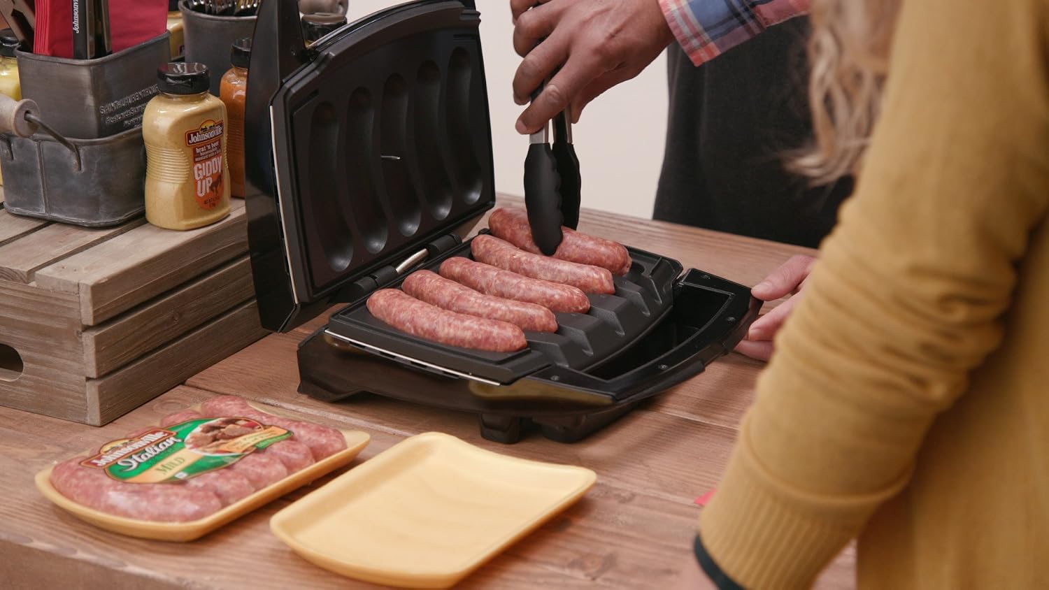 JOHNSONVILLE SIZZLING SAUSAGE GRILL Johnsonville BTG0498 Sizzling Sausage Grill, OSFA, Black/Stainless
