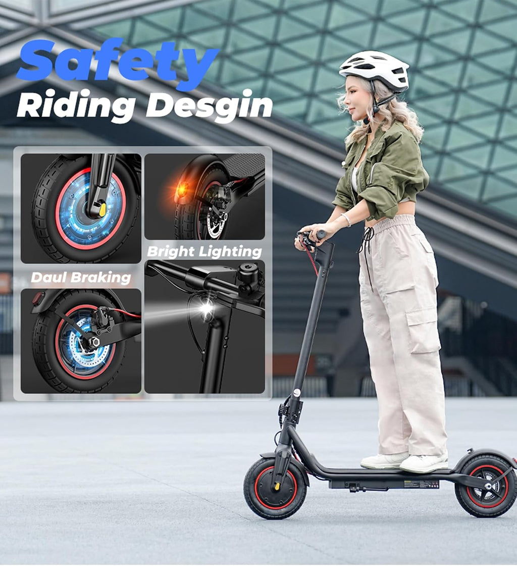 Electric Scooter, 23 Miles, 22 MPH Top Speed Electric Scooter for Adults, 500W Powerful Motor,10'/8.5' Pneumatic Tires Commuting Scooter, Foldable Escooter for Commuting & Campus Use