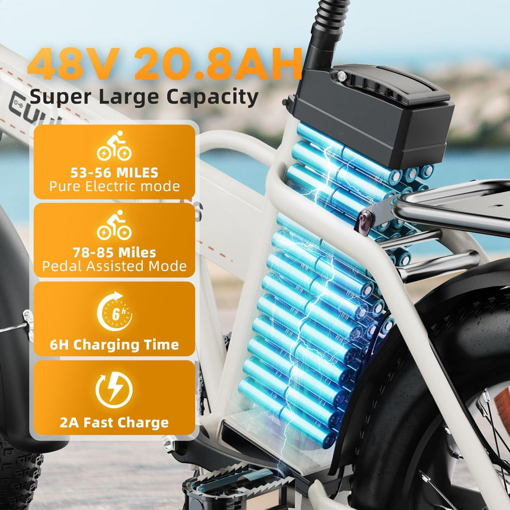 1000W Folding Electric Bike,48V 20AH Removable Battery E Bike,80 Miles Max Range Electric Bike for Adults,20' Fat Tire Foldable ebike,Adult Electric Bicycle for Commute Beach Snow
