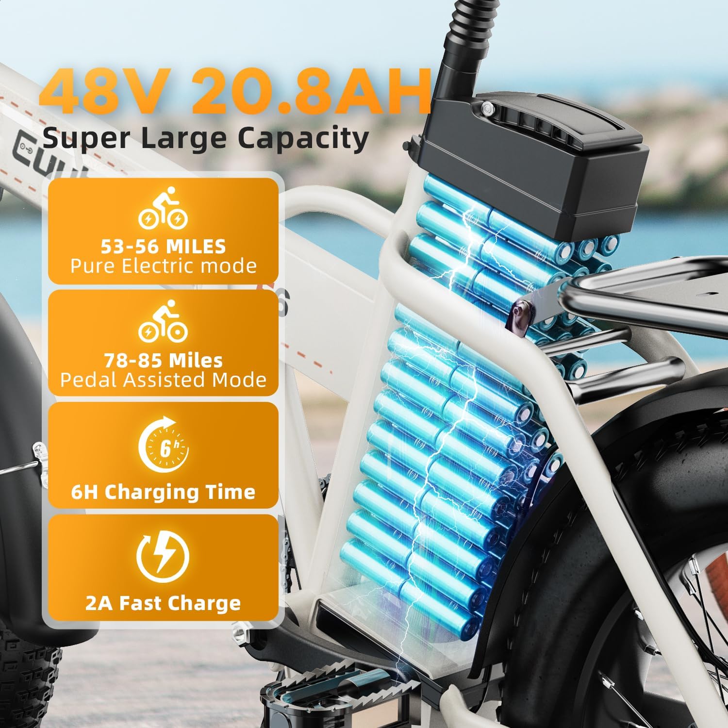 1000W Folding Electric Bike,48V 20AH Removable Battery E Bike,80 Miles Max Range Electric Bike for Adults,20' Fat Tire Foldable ebike,Adult Electric Bicycle for Commute Beach Snow