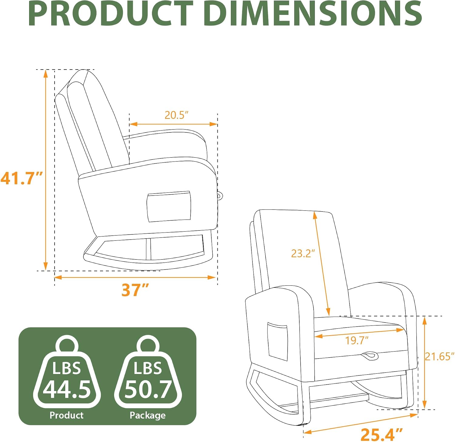 Aoiy & Wifon Rocking Chair Nursery, Modern Nursery Rocking Chairs with Side Pocket & Footrest, Upholstered Rocking Chair Nursery Glider, Boucle, Green