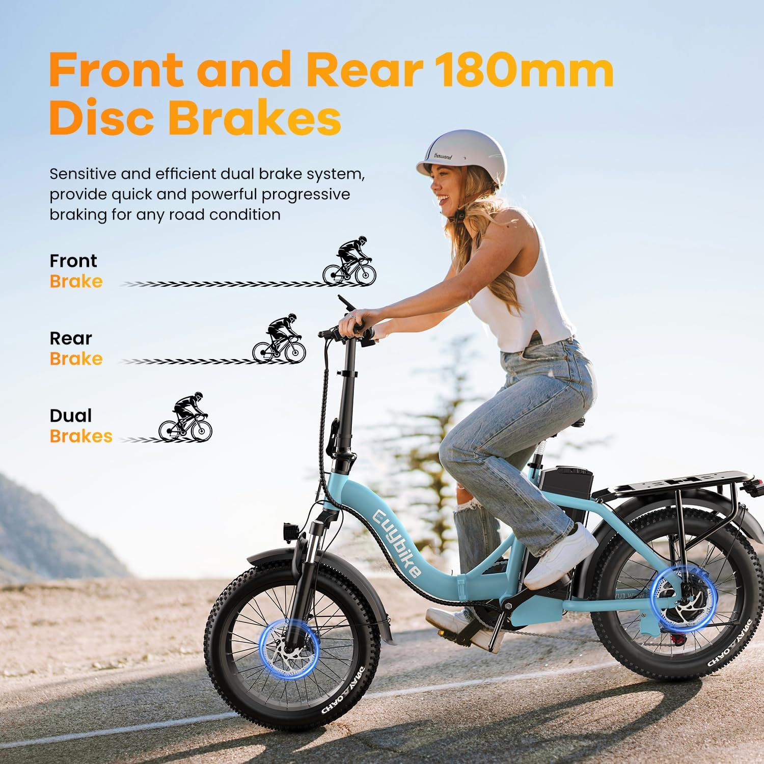 EUYBIKE Folding Electric Bike for Adults with Peak 1000W Motor, 48V 20AH Battery up to 80 Miles, 20' Fat Tire All Terrain Ebike, Front Suspension 7-Speed Commuter E Bike, Step-Thru, UL Certified