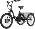 ANCHEER Electric Tricycle for Adults, 350W(Peak 550W) Etrike, 48V/499Wh Ebike, 24' Folding 3 Wheel Electric Trike, 15.5MPH & 55Miles Electric Bike, Rear Differential, Rear Basket
