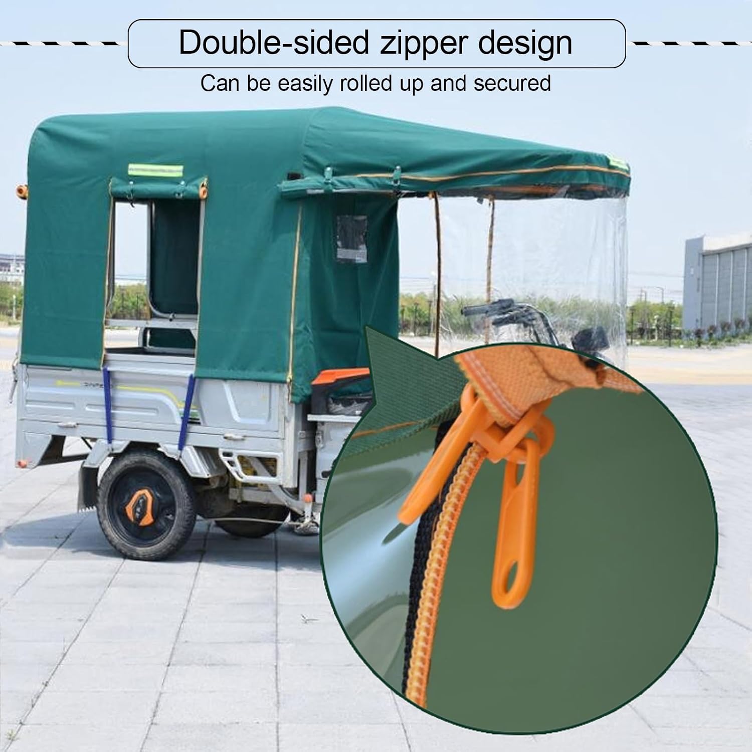 Adult Electric Tricycle Bike Covers, Electric Tricycle Fully Enclosed Awning, Protect 3-Wheel Bike from Rain, Dust, Debris, and Sun(Green 2,90*70cm)