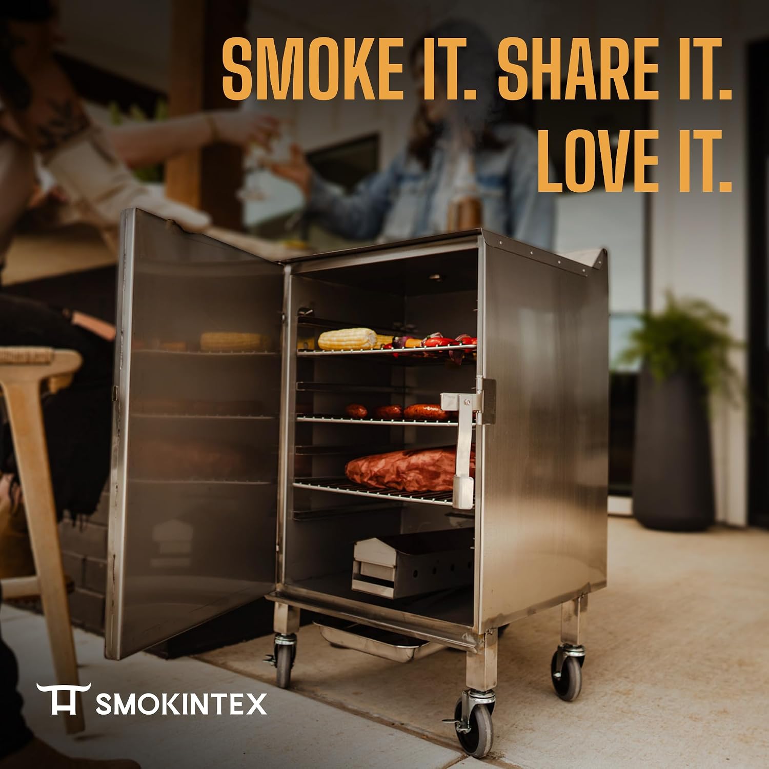 SmokinTex 'The OG' Electric Smoker - Spacious & Insulated Stainless Steel Meat Smoker with 700W Heating, & Temperature Control for BBQ, Jerky, Vegetables