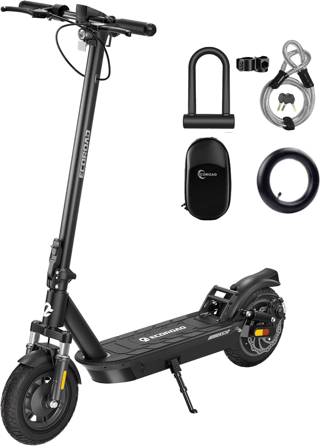 ECOROAD EC10 Electric Scooter for Adults, 750W Motor & 25 MPH & 32 Miles Long Range, 10' Tires with Dual Suspension, Foldable Commuting E Scooter with App Control