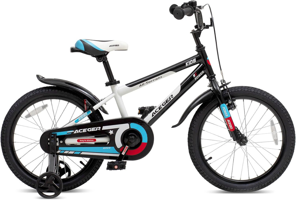 ACEGER Simon Kids Bike for Boys Girls Toddlers, Unisex for Aged 3-13 Years, 12 14 16 18 Inch Children Bicycle with Training Wheels, 20 Inch Bike with Kickstand
