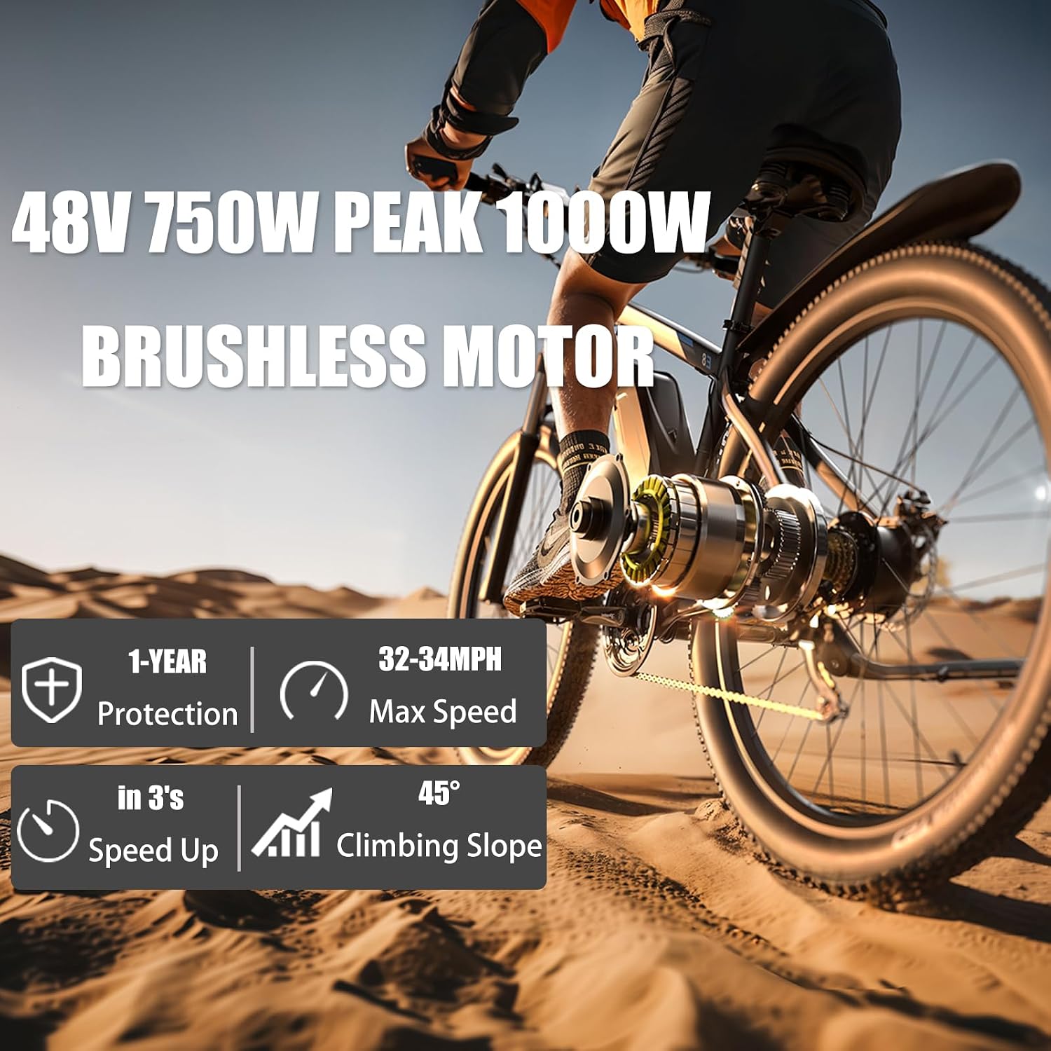 29 Inch Adult Commuter Electric Bike, 750 Watt/Peak 1000 Watt Motor 48V 17.5AH Removable Battery Electric Bike 29' x 2.1' 34MPH Electric Mountain Bike 21 Speed Gear Shift Electric Bike