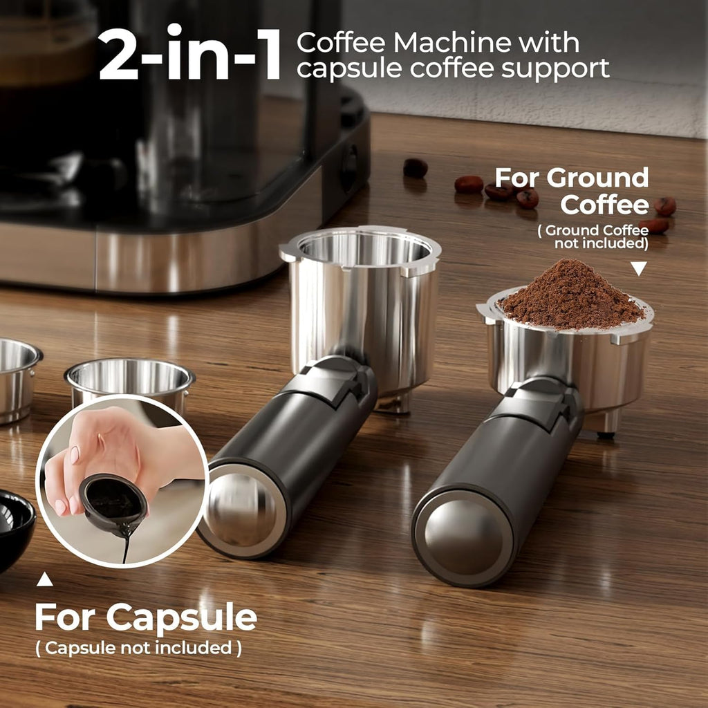 Electactic Espresso Machine 20 Bar, Super Compact Espresso Maker Stainless Steel with Touch Screen, Professional Coffee Machine, Automatic Milk Frother for Cappuccino