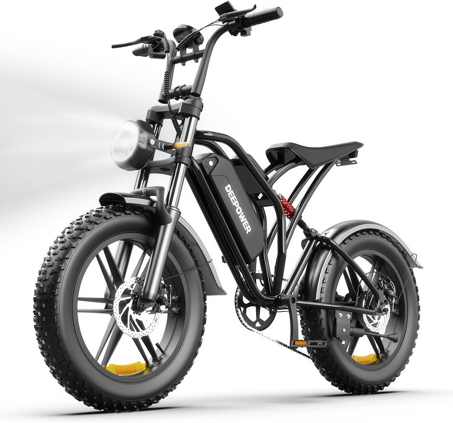 DEEPOWER Electric Bike for Adults,1500W Peak 20' Fat Tire EBike, Up to 32+MPH,60+Miles Max Range, Electric Dirt Bike for Road Sand Mountain Snow - 48V 13AH Battery Powered Electric Motorcycle
