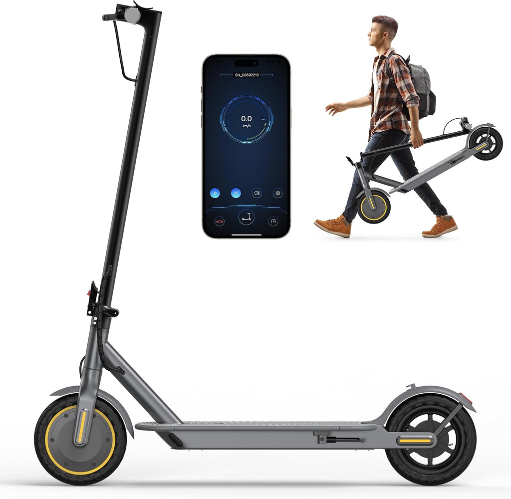NAVIC Electric Scooter with Dual Suspension, 8.5'/10' Tires, 350W/500W Motor, 19/22 Mph, Max 22/25/27/49Miles Range, Foldable E Scooter for Adults with Braking, App Control