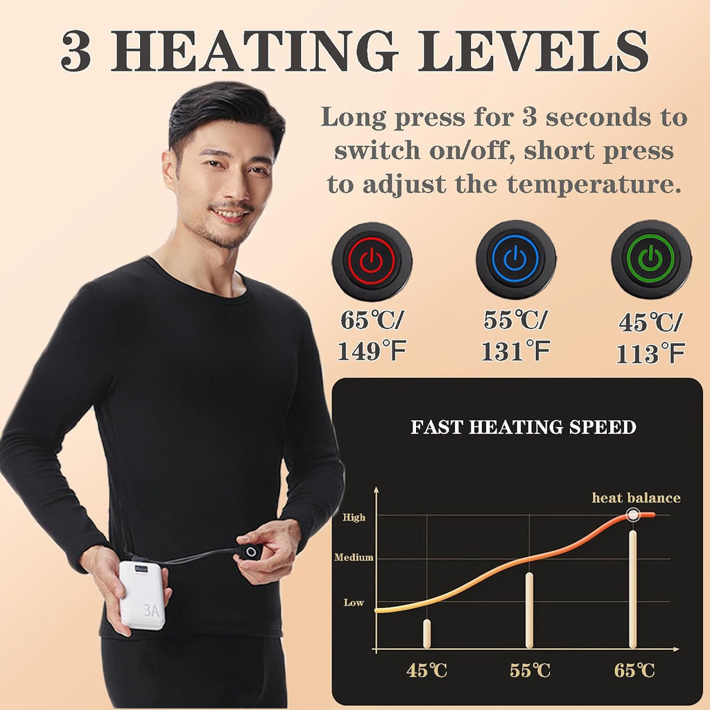Electric Heated Underwear Set for Men Women APP Control Thermal Underwear Top & Pants 40 Zones Heating Base Layer