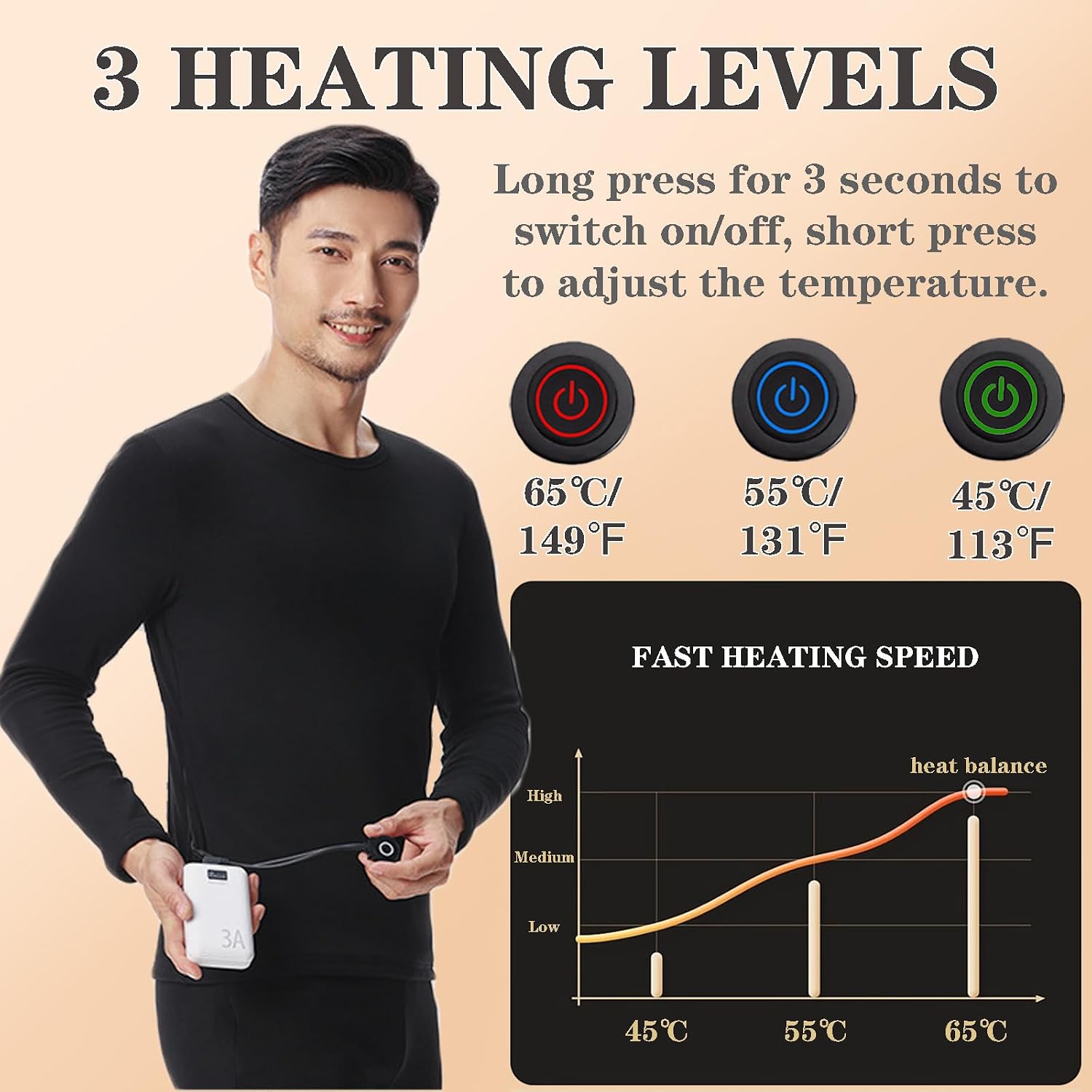Electric Heated Underwear Set for Men Women APP Control Thermal Underwear Top & Pants 40 Zones Heating Base Layer