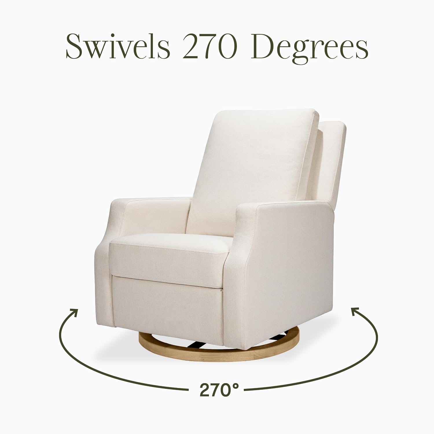 Namesake Crewe Glider Recliner Nursery Chair - GREENGUARD Gold & Certi-PUR US Certified Rocker Recliner - Glider Rocking Chair for Nursery & Living Room - Electronic, 270° Swivel, Performance Cream