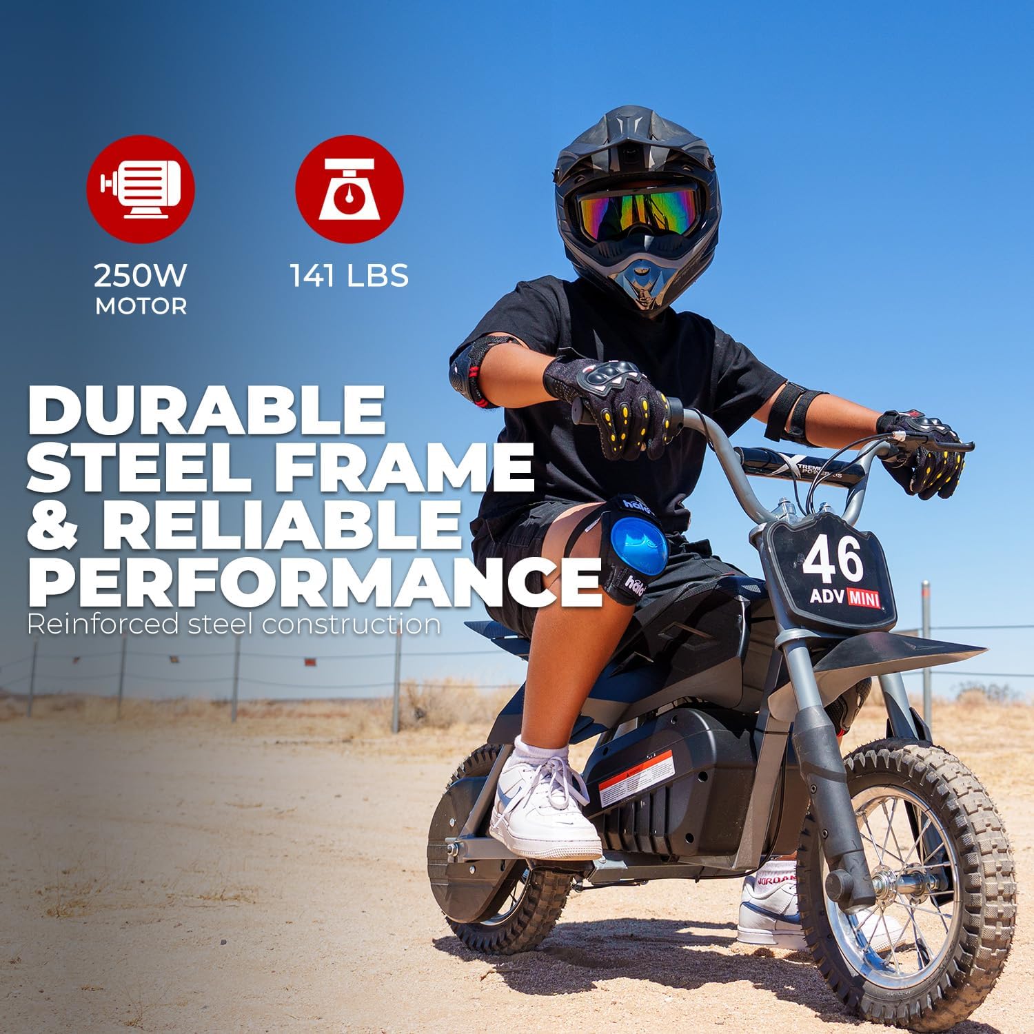 XtremepowerUS Electric Dirt Bike, 24V 250W Battery Powered Mini Dirt Bike, Electric Ride-On (Dark Knight)
