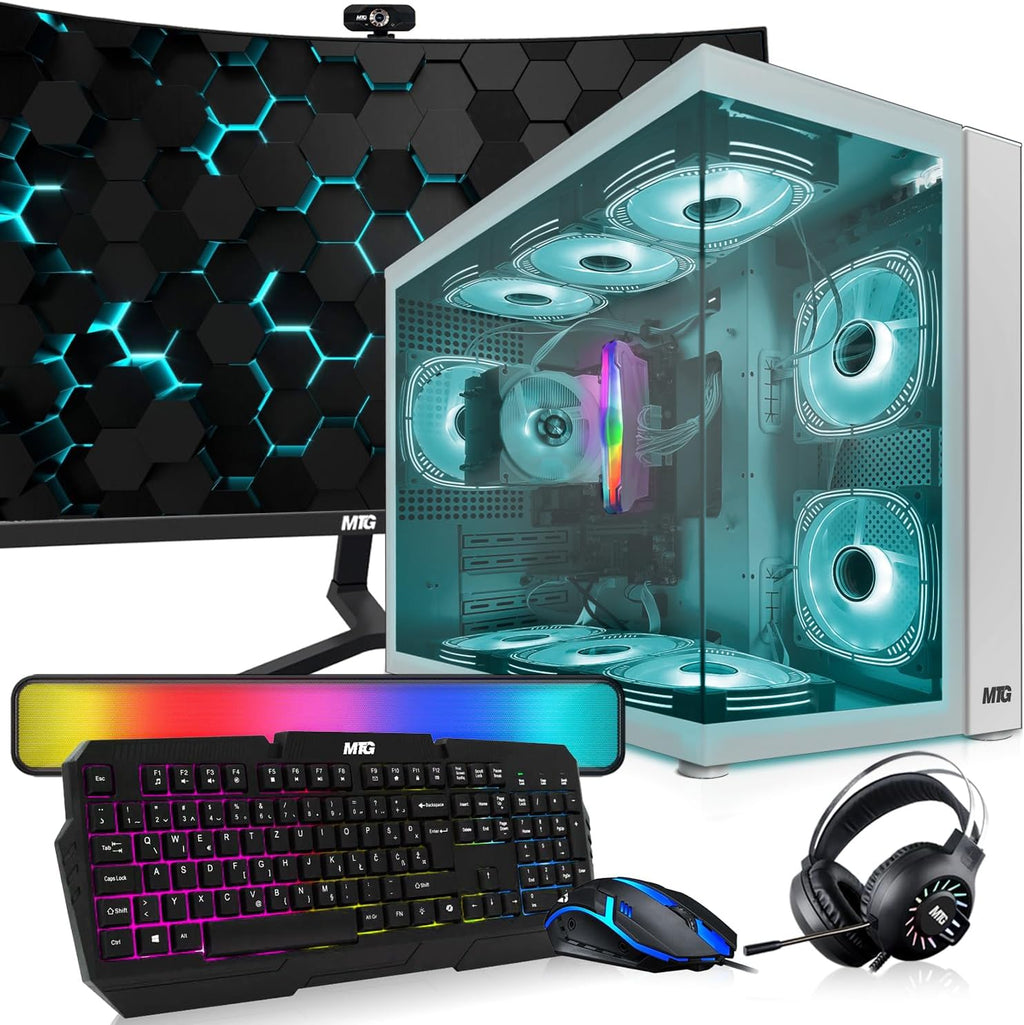 MTG Khuno Gaming Tower PC- Intel Core i5-8th Gen, RTX 2060S 8GB 256bits, 16GB ARGB Ram, 1TB Nvme, 24 Inch Curve Monitor, RGB Gamer Bundle Combo, Webcam, Win 11 Home