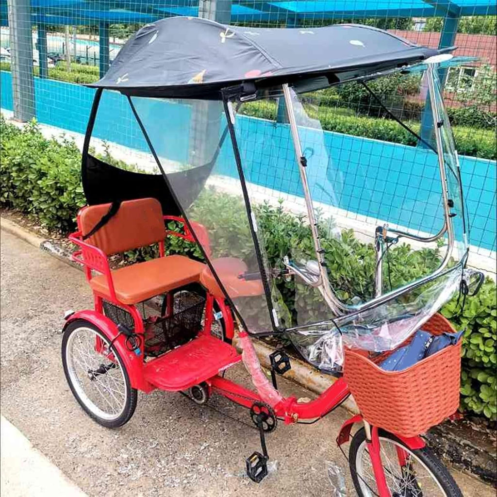 Adult Tricycle Cover Electric Tricycle Covers, Strong UV Protection & Windproof, Waterproof, Accessories Fit for Various 3 Wheel Bike Types(Gray)