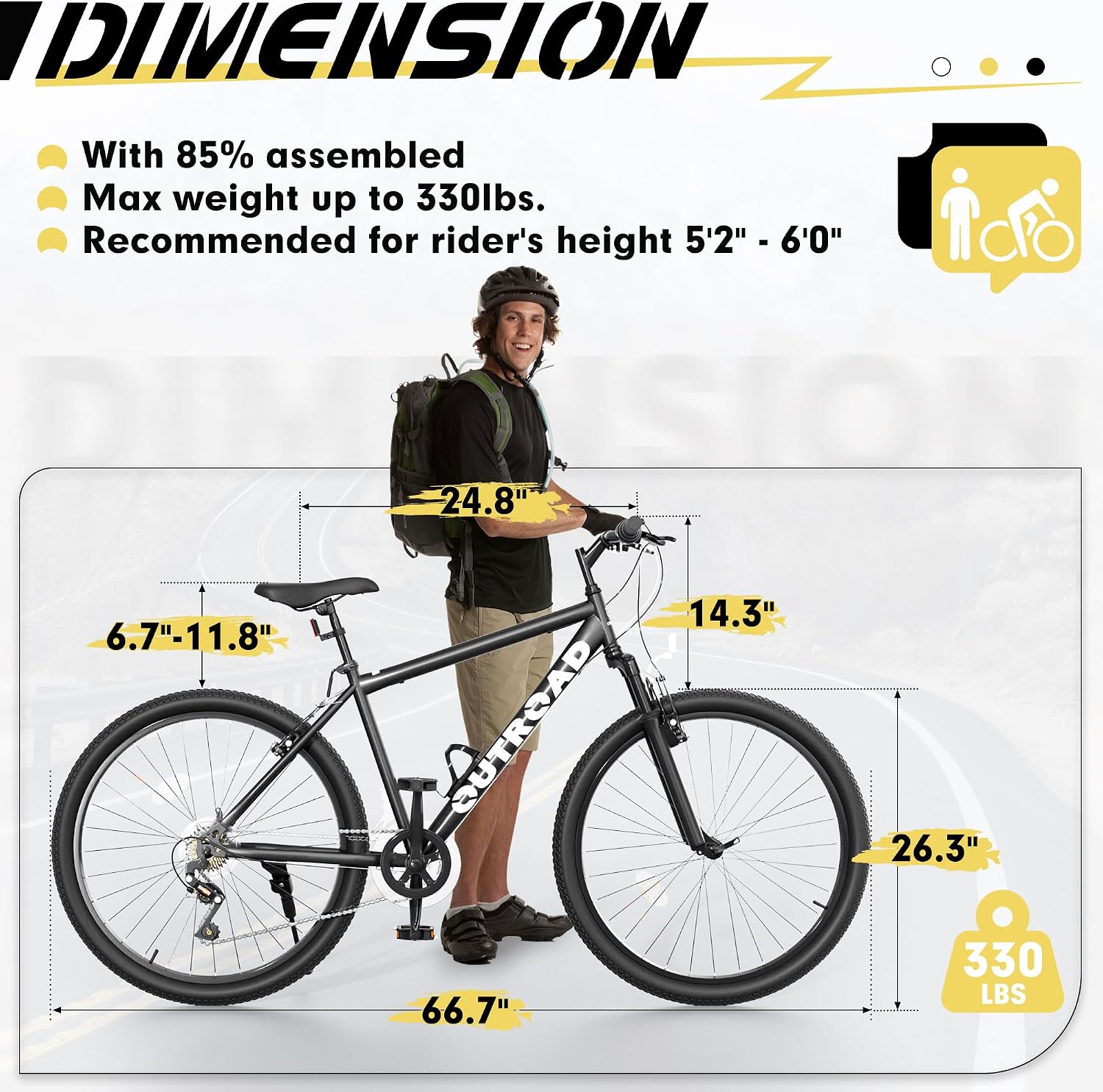 Hardtail Mountian Bike with 7 Speeds Drivetrain for Adult, 26 Inch Mens Womens MTB with Widened Carbon Steel Frame, Front Suspension, Commuting Bikes with V Brakes(X5 Black)