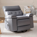 GarveeHome Oversized Power Rocker Swivel Recliner Chair - Heat and Massage, PU Leather Electric Glider Rocking Chair with USB Port, Glider Recliner Nursery Chair for Living Room, Bedroom, Nursery