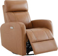 CHITA Genuine Leather Power Recliner Chair for Adults, FSC Certified Electric Nursery Swivel Glider for Living Room, Camel Brown