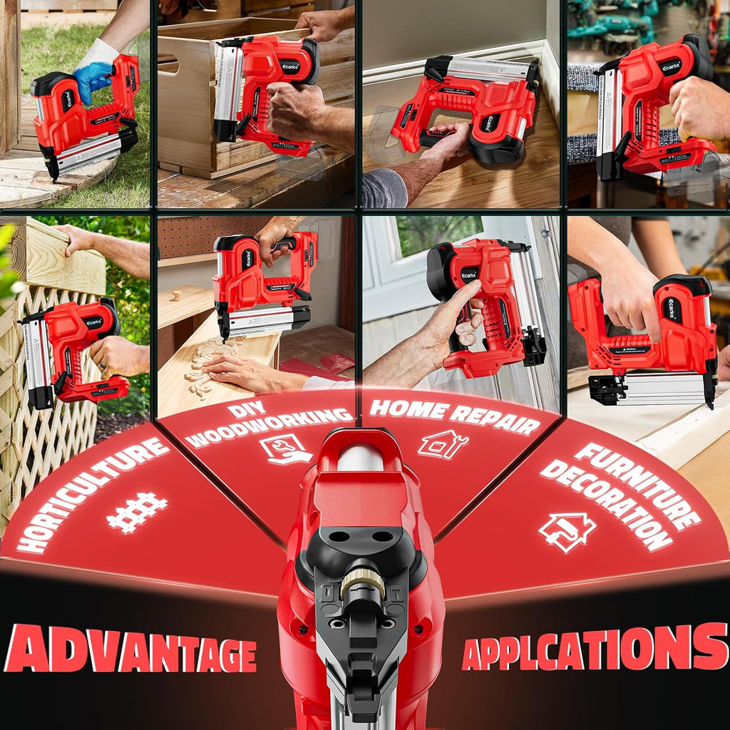 Ecarke 2' Electric Nail Gun Compatible with Milwaukee 18V Battery(No Battery),2 in 1 Cordless Brad Nailer Stapler with 1000 Nails,18 Gauge Nail Gun Battery Powered,2 Firing Modes for Trim Wood DIY
