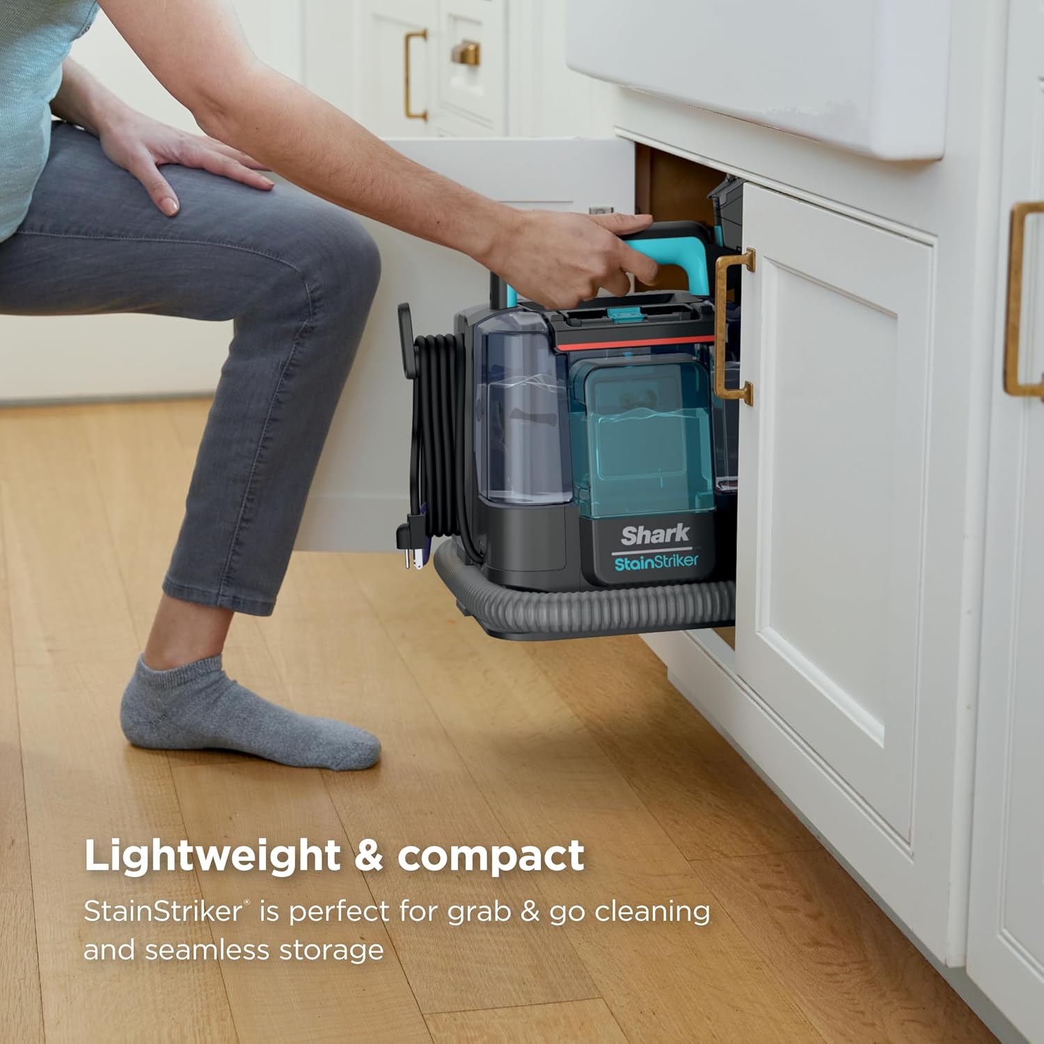 Shark StainStriker Portable Carpet & Upholstery Cleaner with On-Board Self-Cleaning, Spot, Stain, & Odor Eliminator, Includes 2 Cleaning Tools, 2 Cleaning Solutions, Charcoal, PX221BRN