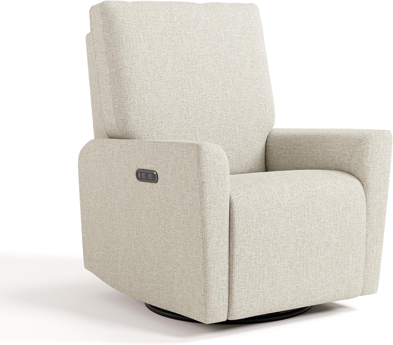 Storkcraft Santorini Deluxe Power Recliner Swivel Glider (Dune Basketweave) – Premium Electronic Power Recliner for Nursery, Includes Dual-USB Charging Port for USB-A & USB-C, Glider Rocking Chair