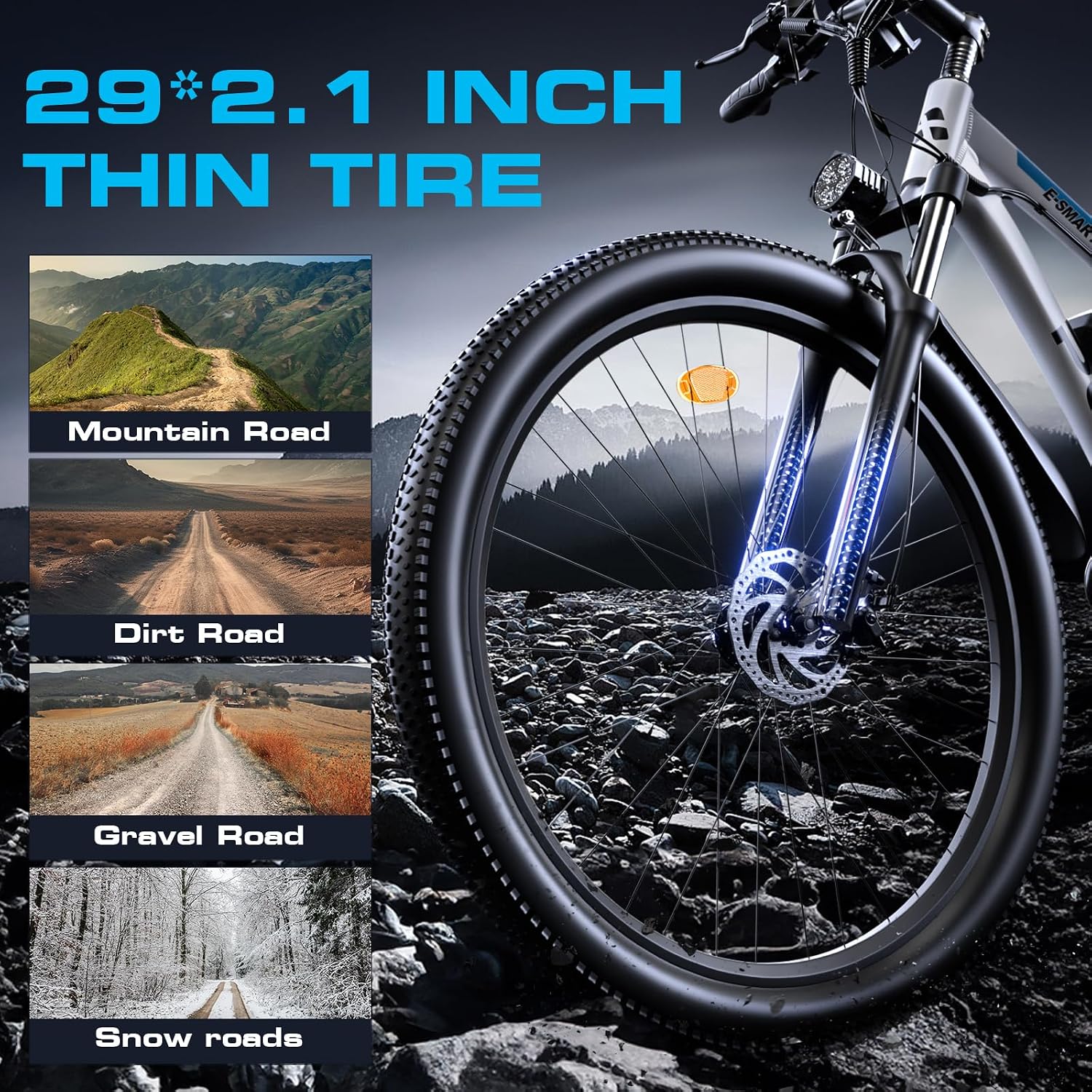 Electric Bike for Adults with Peak 2000W, Max 34 mph 30-80 Miles Commuting Electric Mountain Bike, 48V 17.5Ah Removable Battery 21-Speed Disc Brakes, 29' Tires and Front Suspension