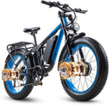 Peak 3000W Dual Motor Ebike for Adults, 48V 25AH Long Range Electric Mountain Bike, 30-34MPH Step-Thru Unlocked Electric Bike, 24'Fat Tires & Full Suspension,Conquer Mountains, Snow, Sand & Roads,Blue
