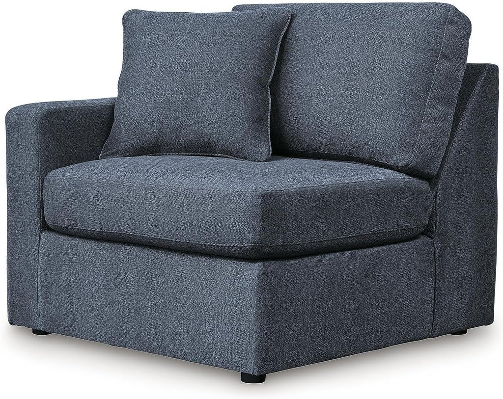 Signature Design by Ashley Contemporary Modmax Stain Resistant U-Shape Right-Arm Facing 4-Piece Sectional with Chaise and Reversible Cushion, Dark Blue