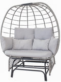 Sunnydaze Double Outdoor Egg Chair with Legs - 2-Seat Glider Rocking Egg Chair with Cushions and Pillows - Gray