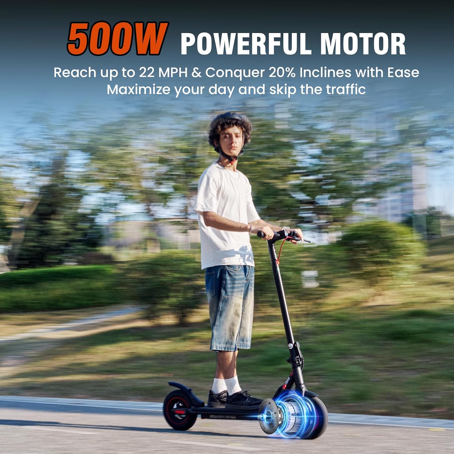 iScooter Electric Scooter Adults & Big Kids, Cruise Control, Dual Braking System, Smart App, Foldable Electric Scooter for Commuting & Campus Use