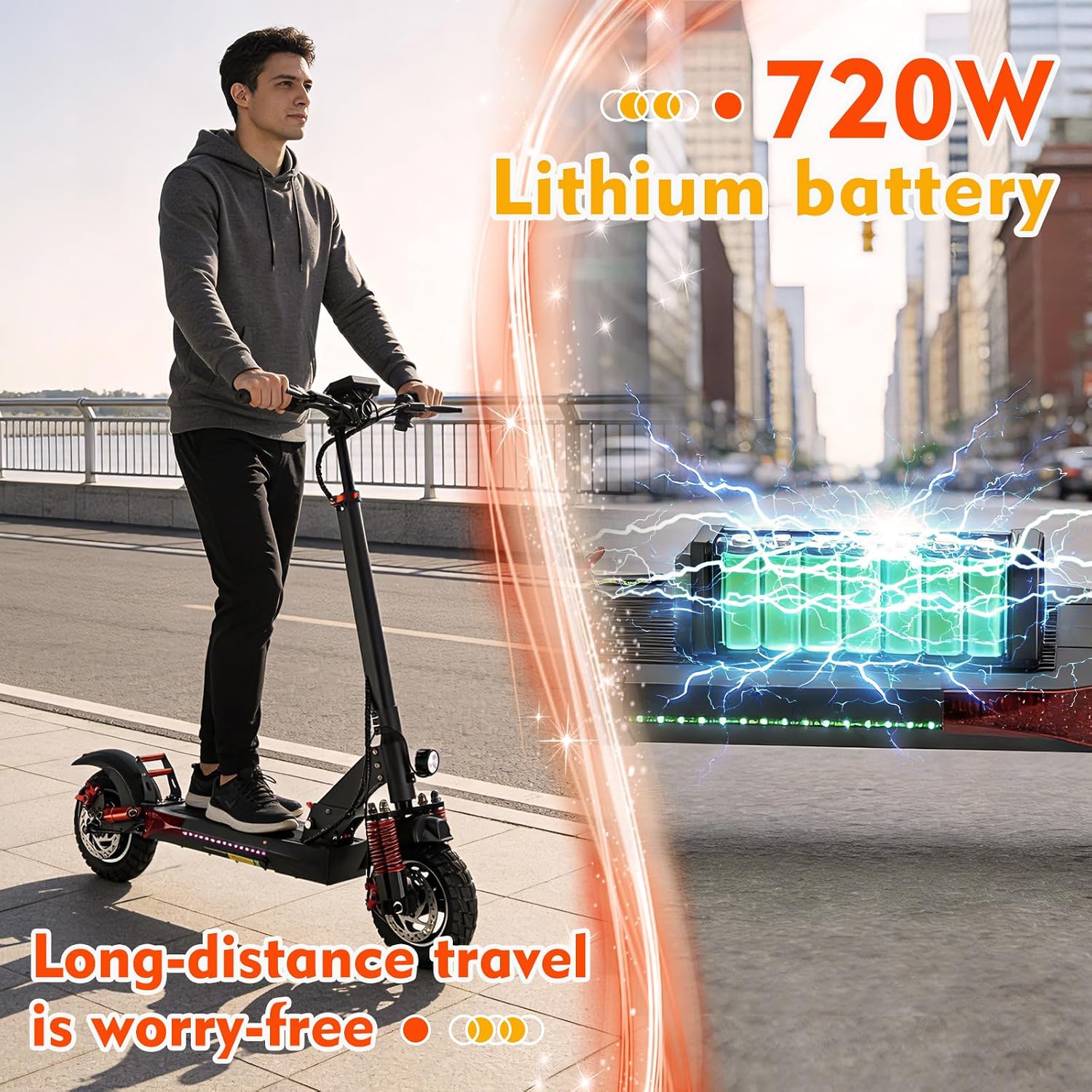 Electric Scooter for Adults, 350W/800W Motor, 15/22/34 Miles Range, 8.5/10' tire, Folding E-Scooter with Dual Suspension, Teenage Off-Road E Scooter