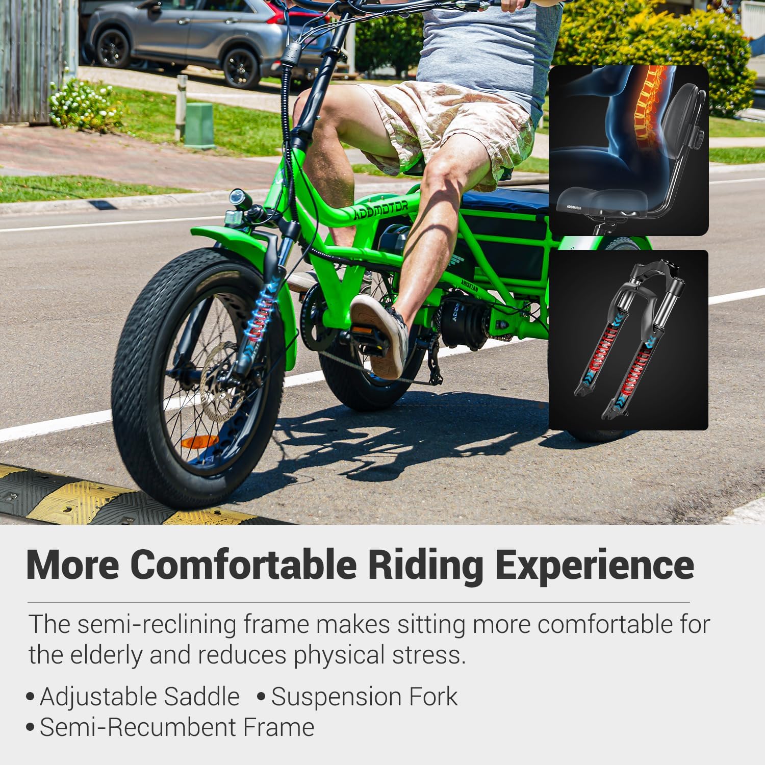 ADDMOTOR ARISETAN Electric Trike for Adults, 750W Rear Motor Electric Tricycle, 85MI 48V 20AH Semi-Recumbent E-Trike, UL2849 3 Wheel Electric Trike
