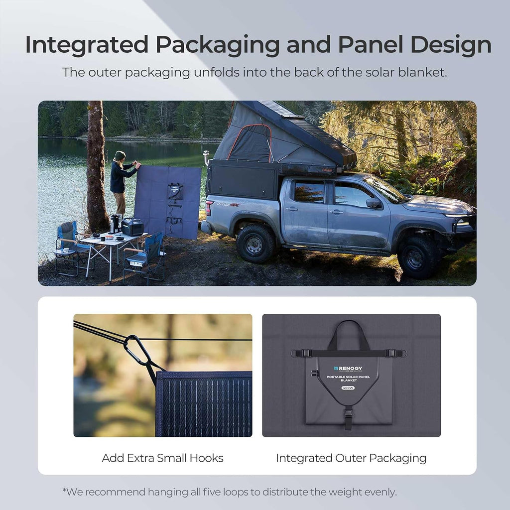 Renogy 400 Watt Solar Panel Blanket, N-Type Portable Foldable Solar Panels 25% High Efficiency, Lightweight 16-Fold Space-Save, Fast Setup for Camping, RV, SUV, Pickup Truck, Marine, Off-Grid Outdoor