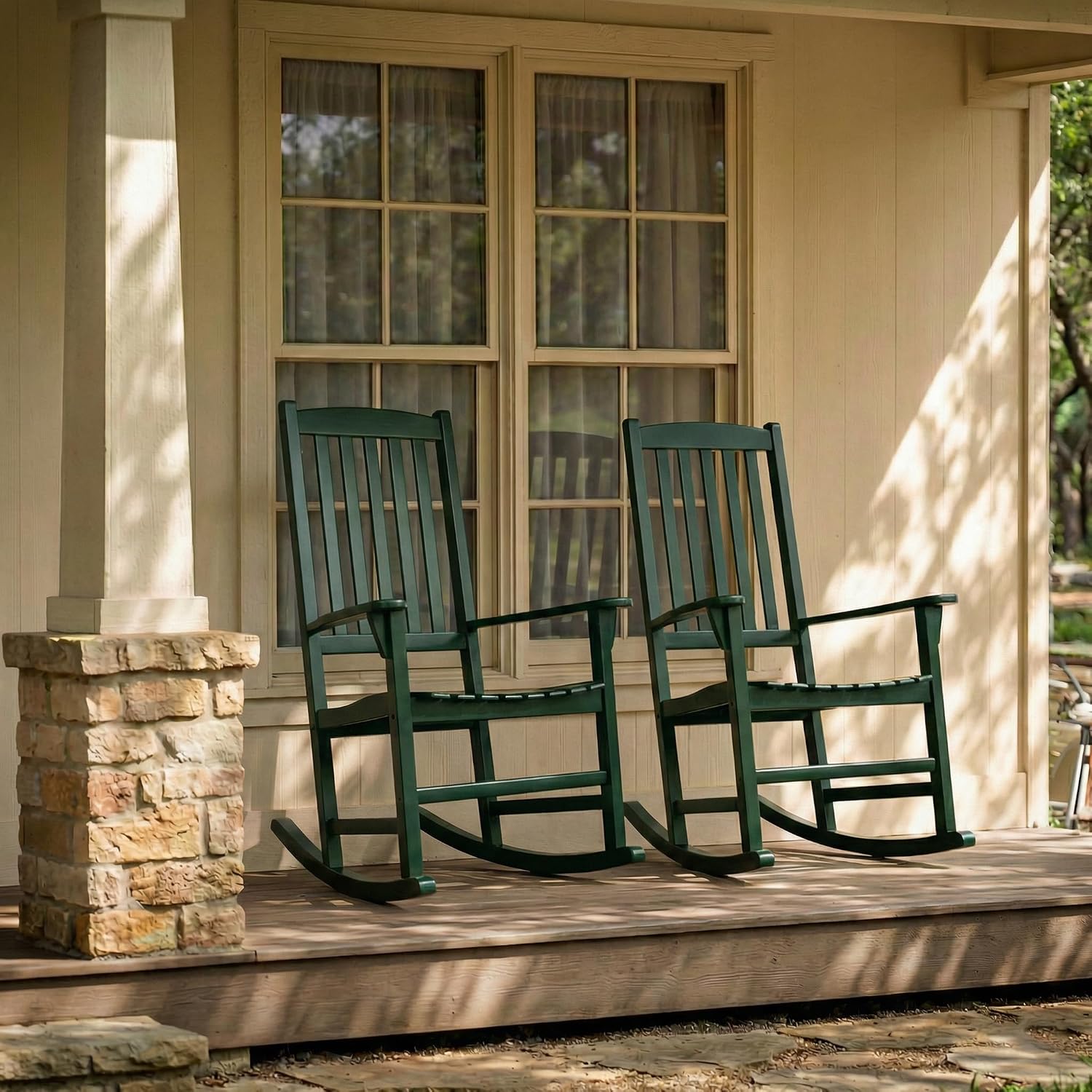 Cambridge Casual Solid Wood Bentley Porch Rocking Chair, Hunter Green