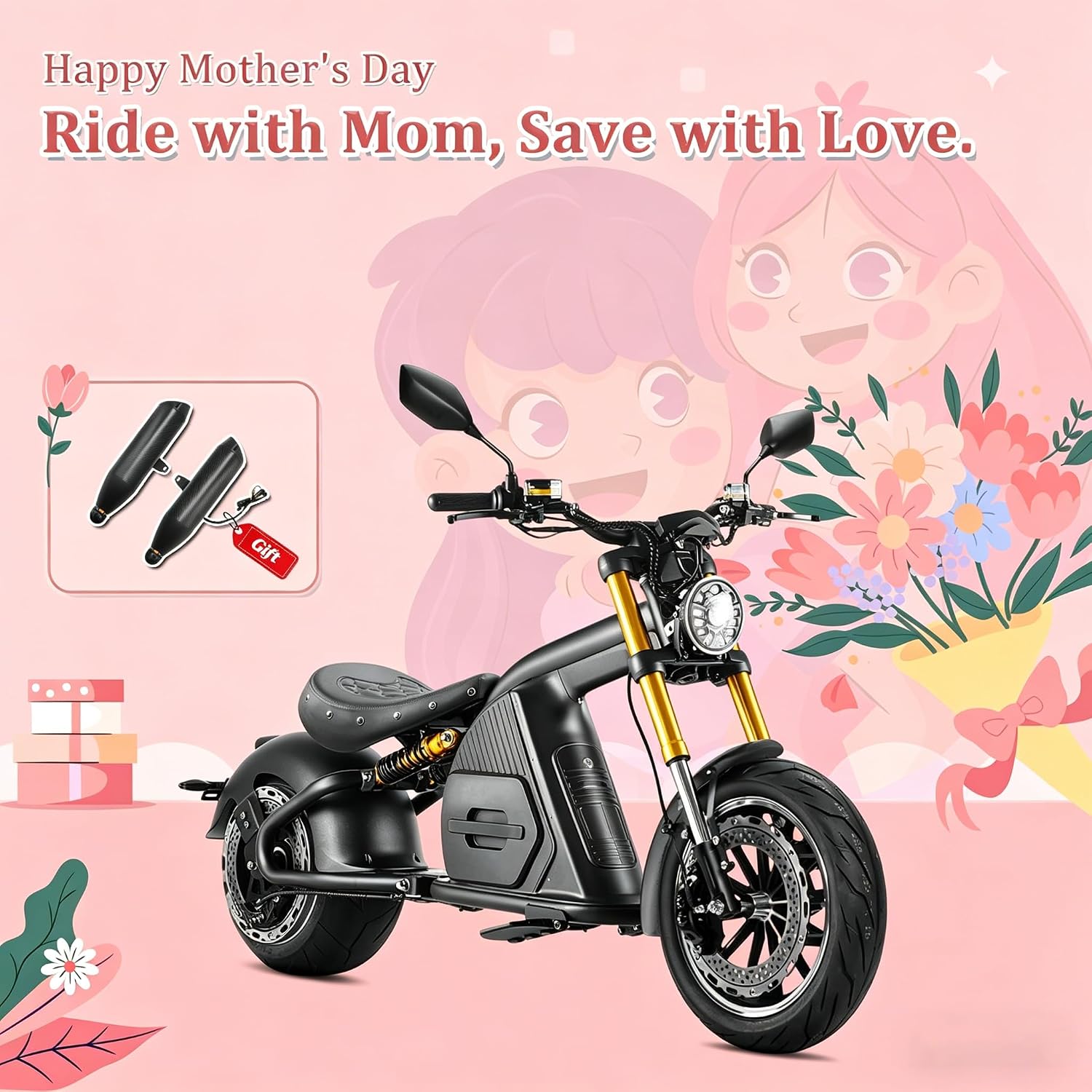 [2025 Upgraded]eAhora M8S 4000W 50MPH Electric Motorcycle for Adults,70V 35Ah Large Battery 90 Miles Long Range Street Legal Motorcycle Dual Hydraulic Brakes Full Suspension Adult Electric Motorcycle