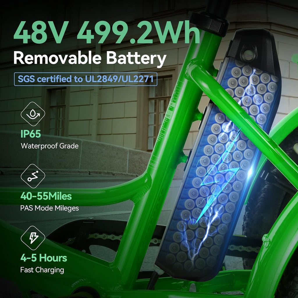 Vivi 750W Peak 20'' Folding 3 Wheels Electric Bicycle Bikes, 48V 10.4Ah Removable Battery Electric Tricycle for Adults, Speed Differential, 15.5MPH Eletric Trike with Bracket