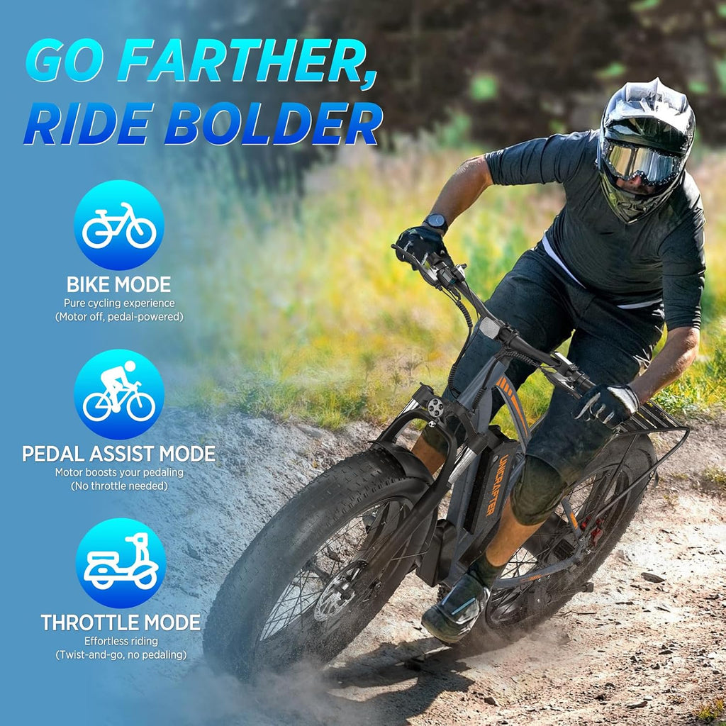 1000W Peak Electric Bike for Adults, 30MPH & 60 Miles, 48V 18.2AH Removable Battery, Hydraulic Disc Brake, 3 Ride Modes, 7-Speed Fat Tire Ebike for Off-Road, Commuting & Adventure