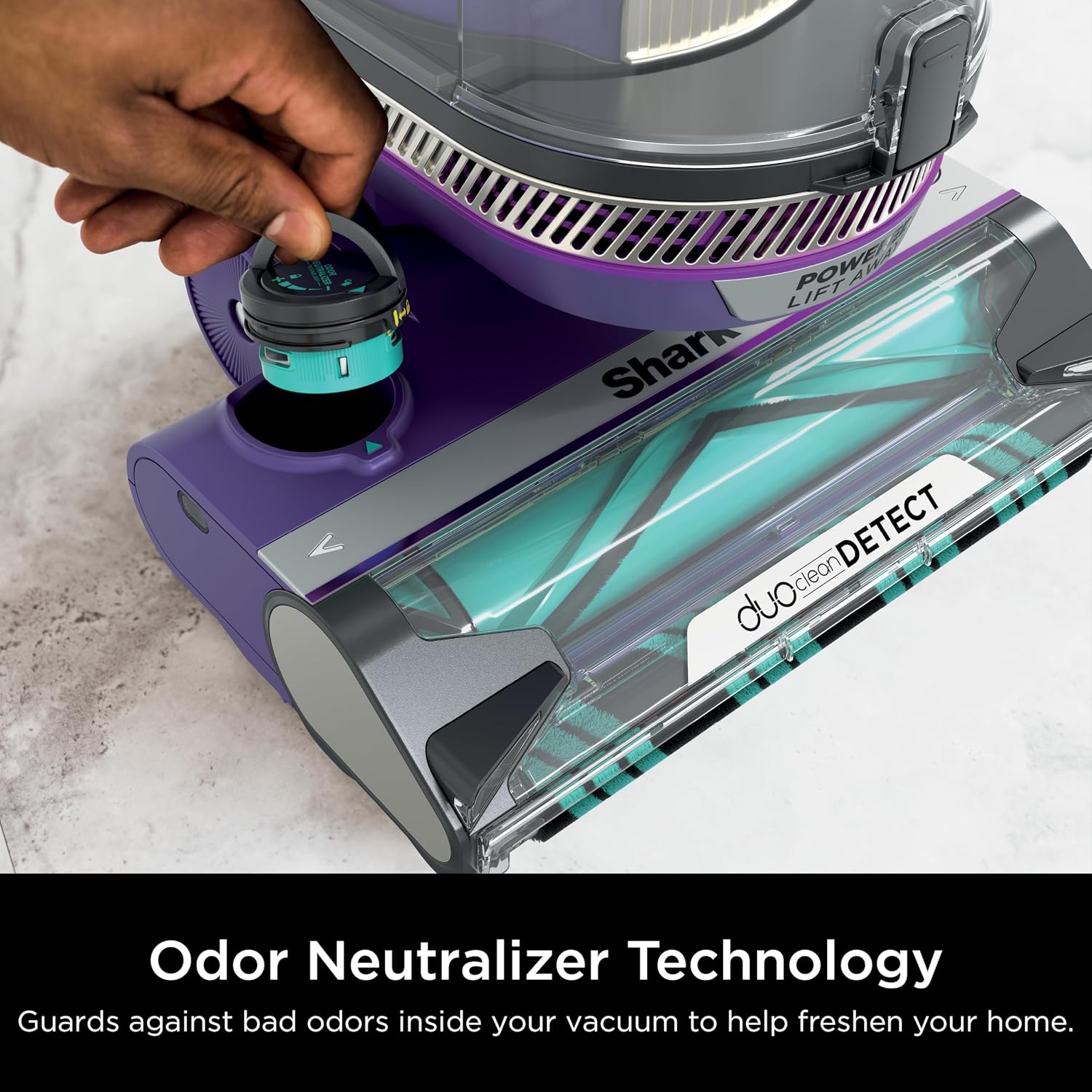SHARK POWERDETECT Upright Vacuum Cleaner with DuoClean Technology, Odor Neutralizer Technology, Powered Lift-Away, Self Cleaning Brushroll, Anti-Allergen Complete Seal (Renewed) (Eggplant)