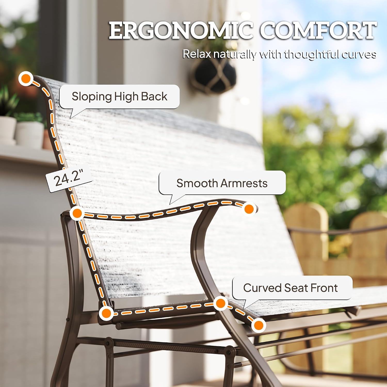 Outsunny 2-Person Outdoor Glider Bench, Patio Glider Loveseat Chair with Powder Coated Steel Frame, 2 Seats Porch Rocking Glider for Backyard, Lawn and Garden, Mixed Gray