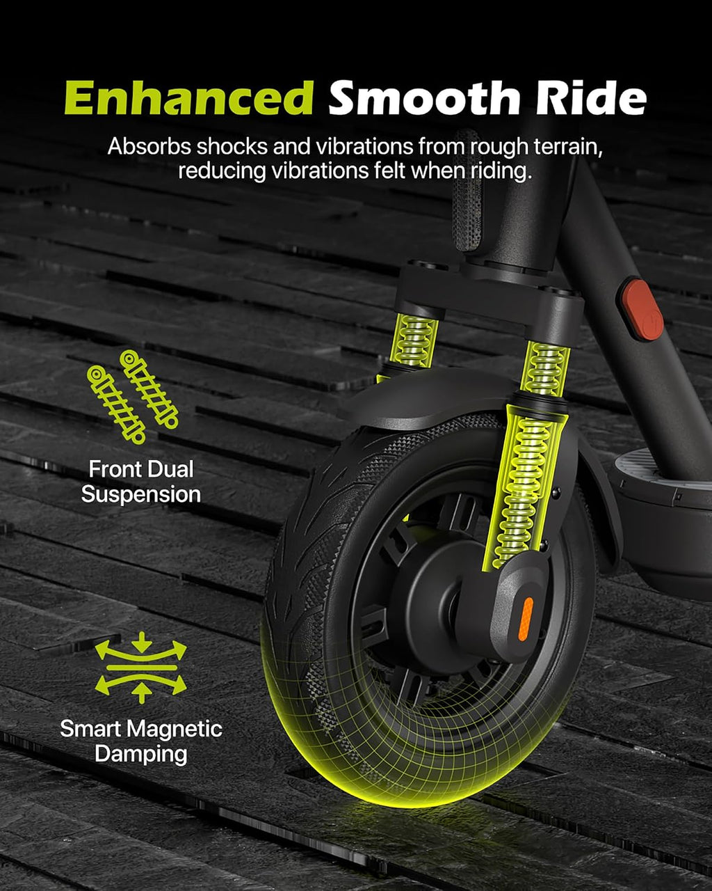 MEGAWHEELS Electric Scooter for Adults with Suspension, 8.5/10in Vacuum Tires, 14/19/28/31Miles, 15MPH Max Speed, Turn Lights, Foldable Electric Scooter for Commuter