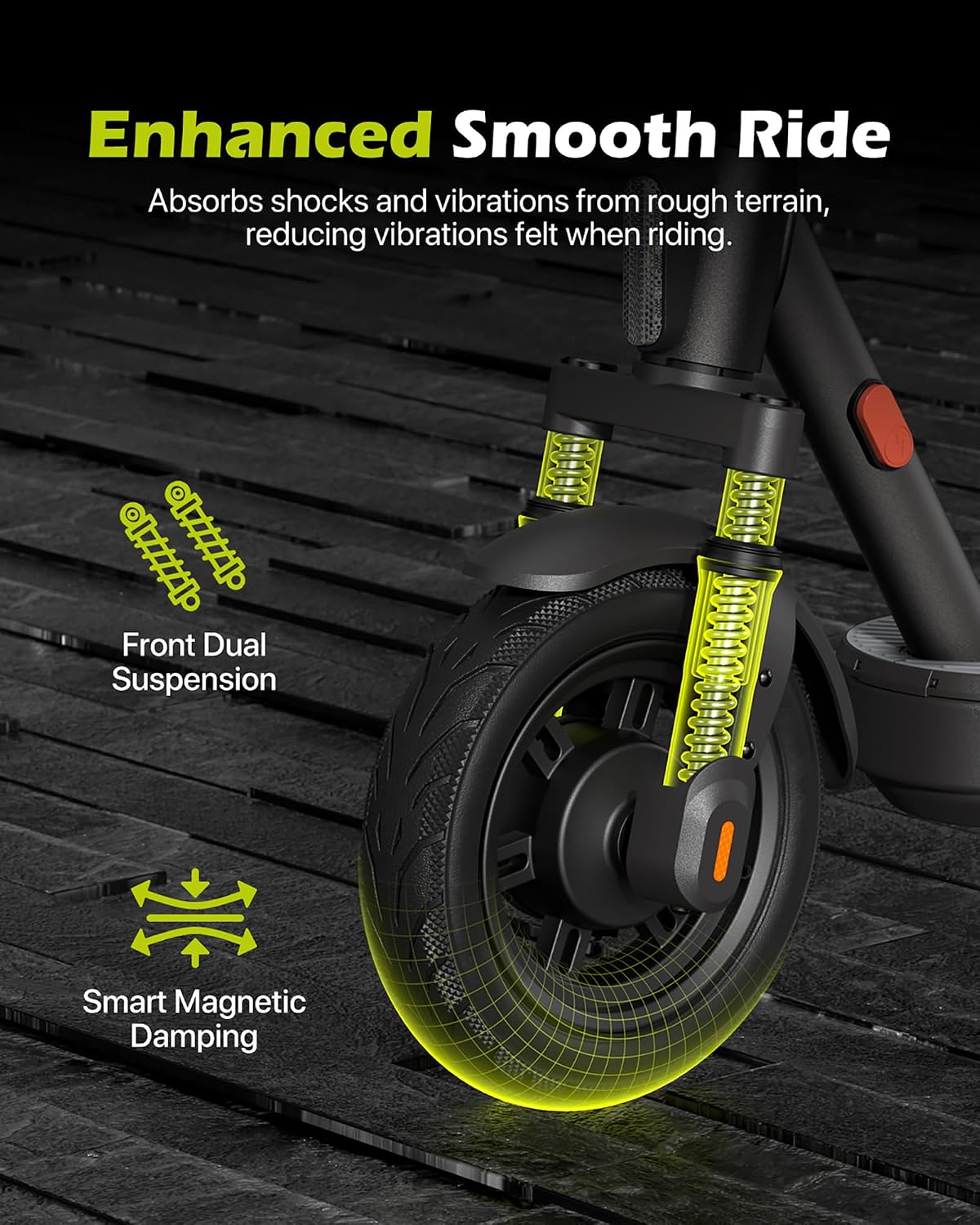 MEGAWHEELS Electric Scooter for Adults with Suspension, 8.5/10in Vacuum Tires, 14/19/28/31Miles, 15MPH Max Speed, Turn Lights, Foldable Electric Scooter for Commuter