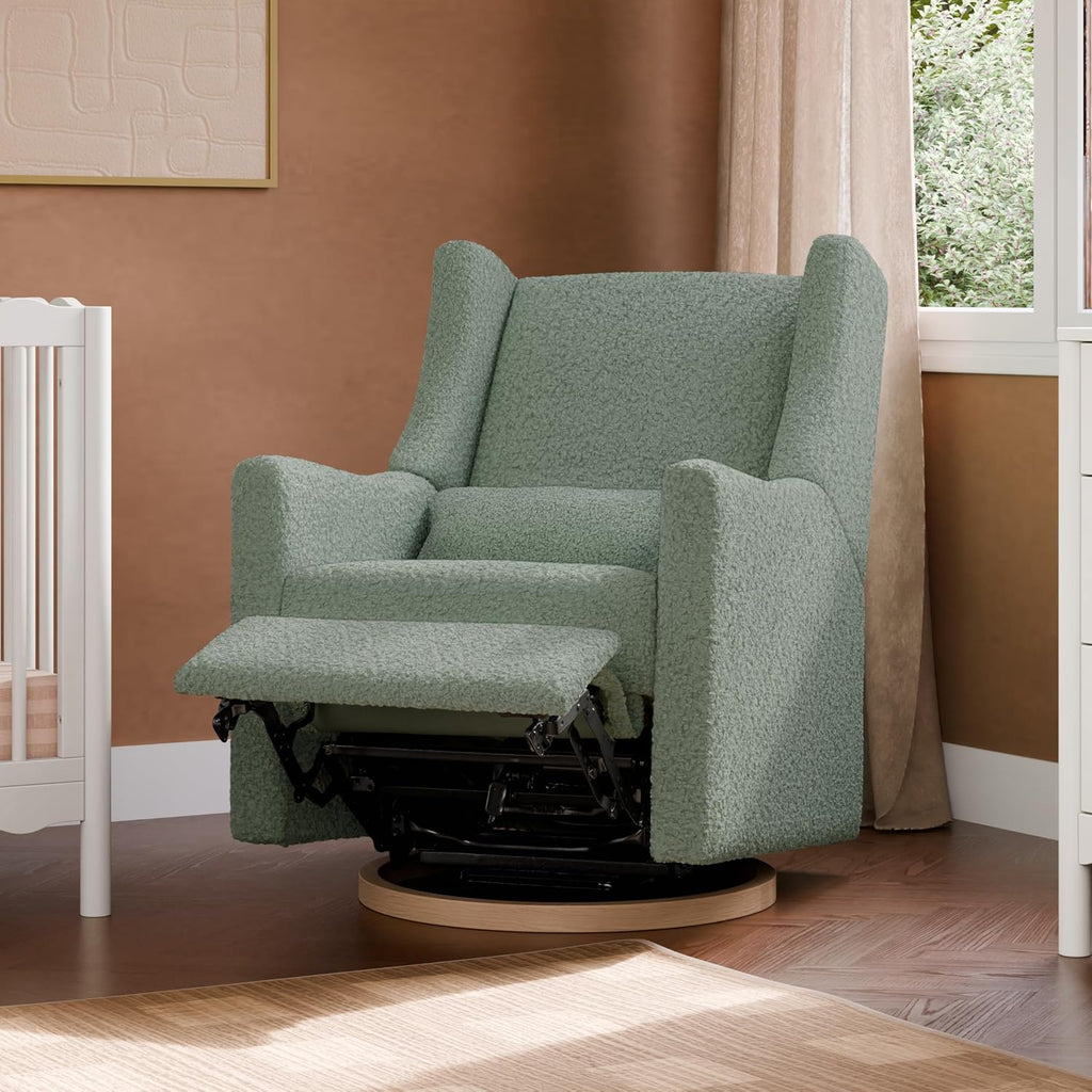 Babyletto Kiwi Power Recliner - Swivel Nursery Glider w/USB Port - Electric Recliner Chairs for Adults - GREENGUARD Gold Certified, 270° Reclining Rocking Chair for Nursery - Sage Teddy Loop Fabric
