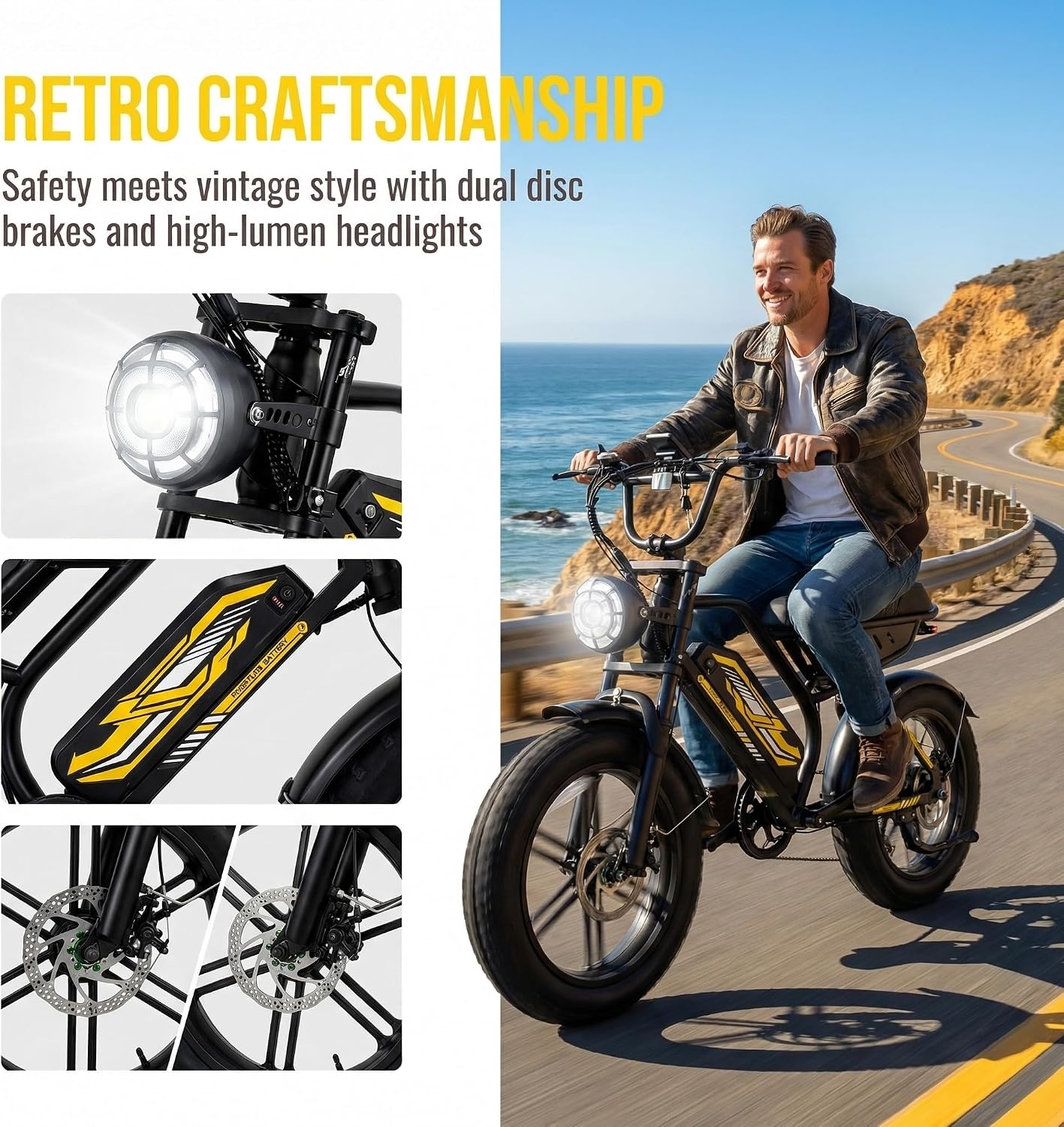 Fat Tire Electric Bike for Adults - 20'x4' Tires, 1000W Peak Motor, 25MPH, 7-Speed Electric Mountain Bike, 48V Removable Battery, 60-Mile Range
