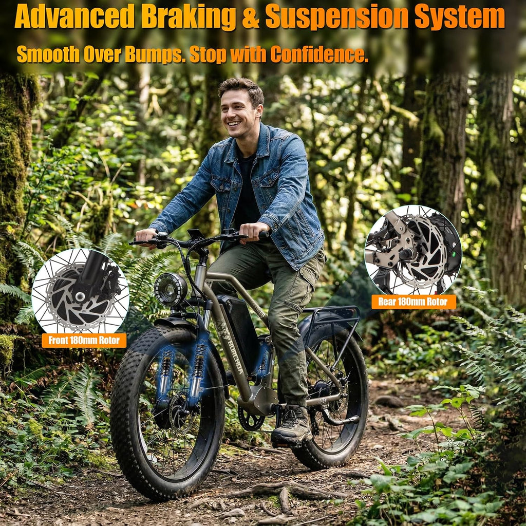 2026 Dual Motor Electric Bike for Adults AWD 5000W/3000W Peak 40 MPH/30 MPH E Dirt Bike, 52V/48V Removable Battery 65/80/150 Miles Max Long Range with Full Suspension 26' Fat Tires Mountain Bike
