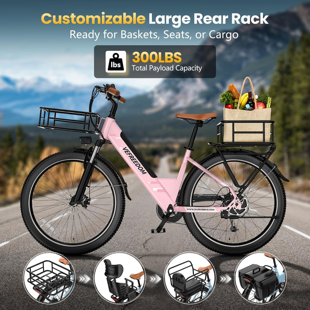 Electric Bike for Adults 1000W 1500W Peak Motor 15AH 20AH Removable Battery 70Miles 80Miles UL 2849 Certified Electric Commuter Bike Front Suspension Ebike